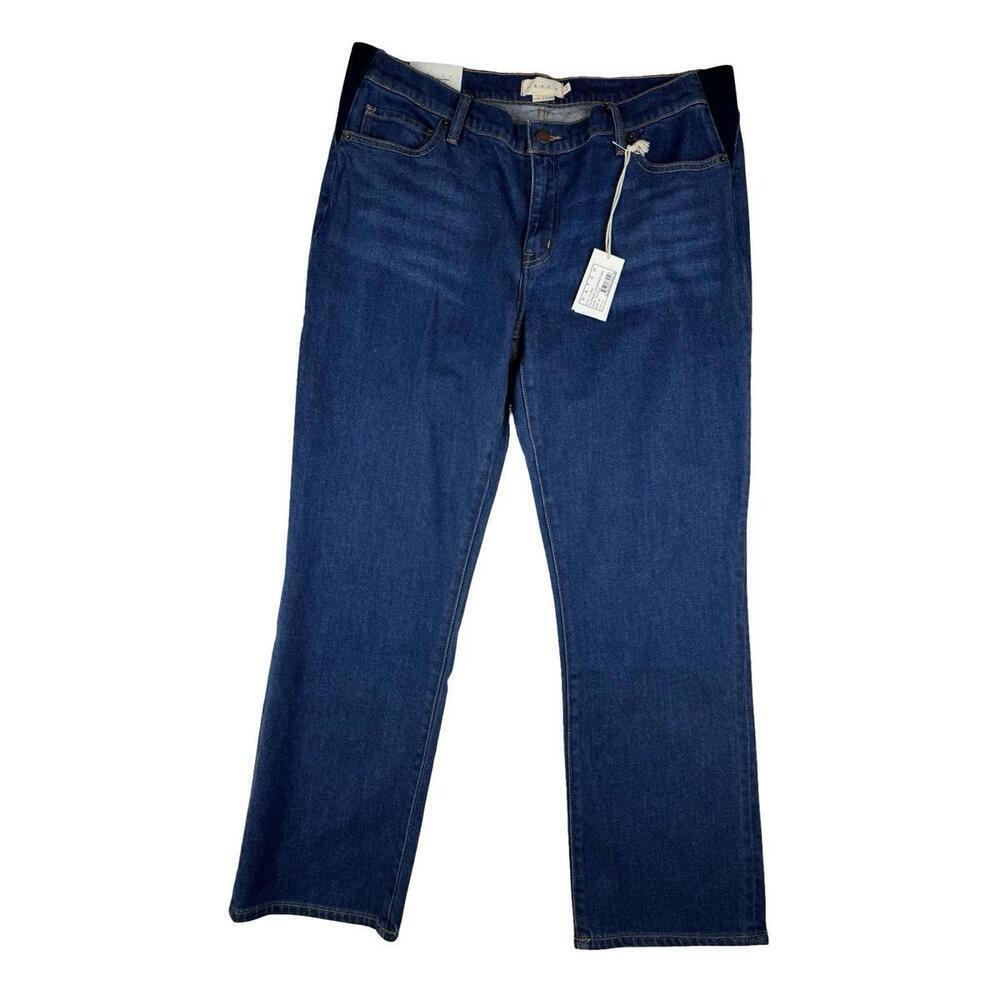 Hatch Maternity The Straight Cropped Jeans Dark Wash True Blue Size 34 W